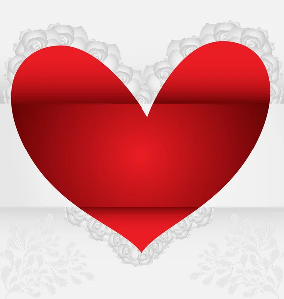 Corazón y flores en la tarjeta del día de San Valentín — Archivo Imágenes Vectoriales