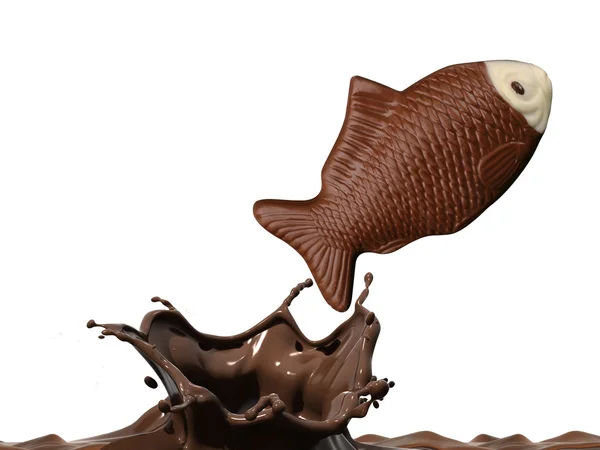 Chocolate fish is jumping — Stock Photo, Image