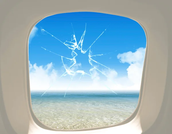 Разбитое окно самолета — стоковое фото