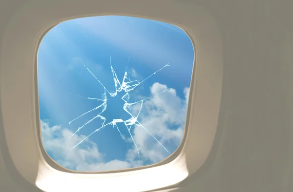 Jendela pesawat pecah — Stok Foto