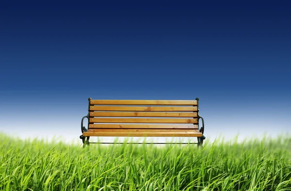 草地におけるベンチ椅子 — ストック写真