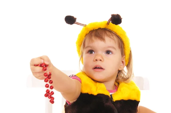 Маленькая девочка в пчелином костюме — стоковое фото