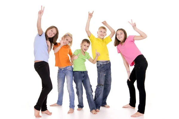 Pět dětí na bílém pozadí — Stock fotografie