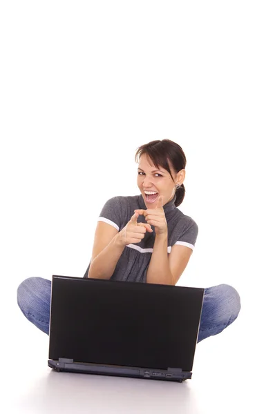 Girl with laptop Stock Photo