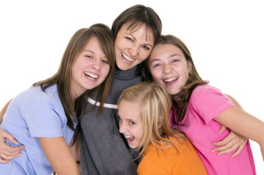 Aunt with girls clipart