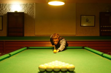 Man at billiards table clipart