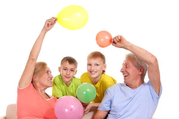 Bambini e nonni con palloncini — Foto Stock