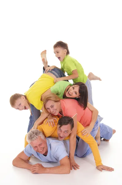 Roliga familjen på vit — Stockfoto