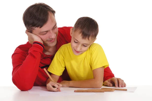 Baba ve oğul çizim — Stok fotoğraf