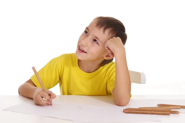 Молодий хлопчик малювання — стокове фото