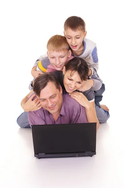 Família com computador — Fotografia de Stock
