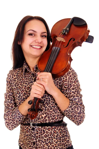 Pretty girl with violin — Stock Photo, Image