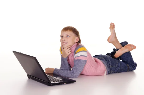 Barn- och dator — Stockfoto