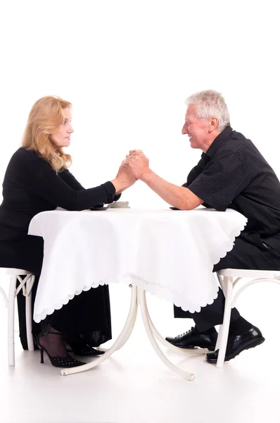 Bella vecchia coppia a tavola — Foto Stock