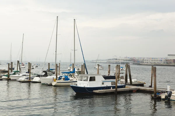Boston: boats at central wharf — Stock Photo, Image