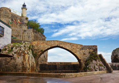 Castro Urdiales lighthouse and bridge clipart