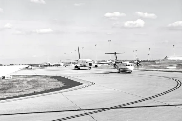 stock image Planes are in the queue