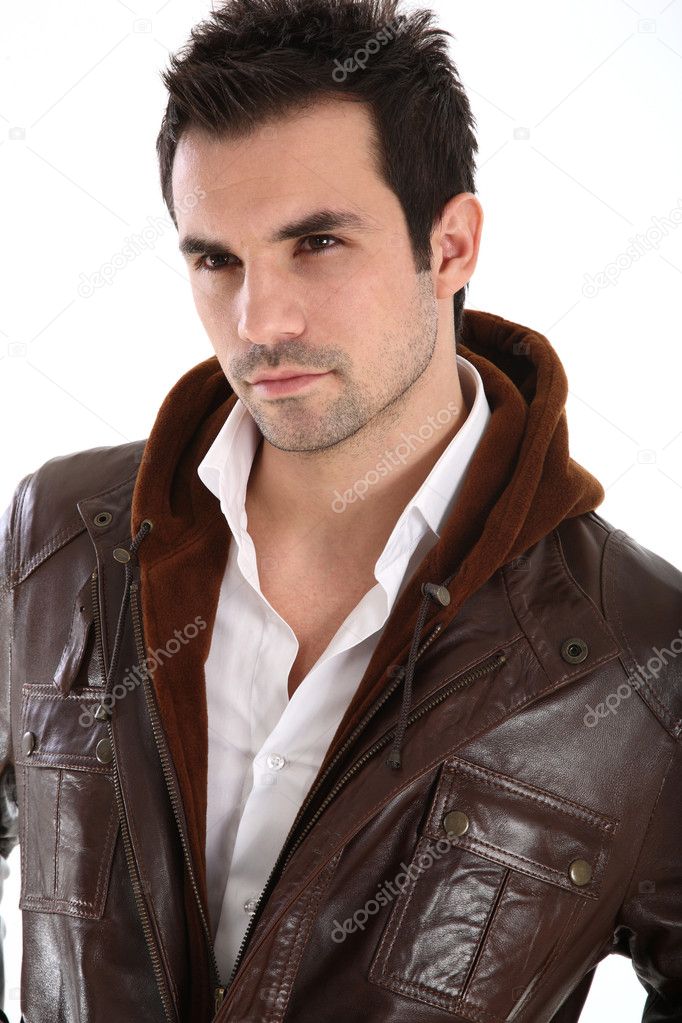 Handsome man in leather jacket