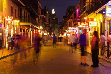 New Orleans, Bourbon Street at Night, skyline photography clipart
