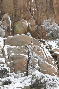 Kışın granit kayalıklar