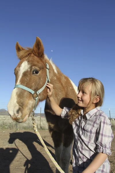 Happy Young Girl and Pony — Stock Photo, Image