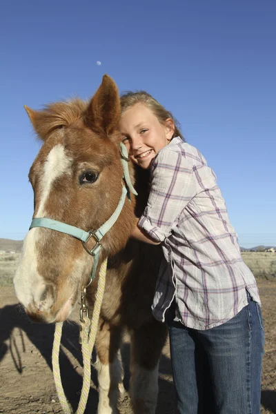 Happy Young Girl and Pony — Stock Photo, Image
