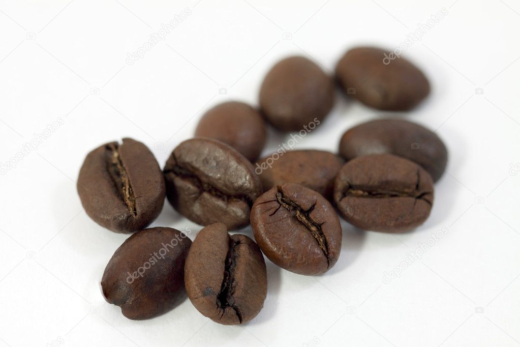 Coffee beans coarsely with a blurred background