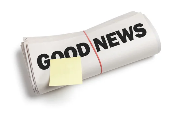 Boas notícias e Sticky Note — Fotografia de Stock