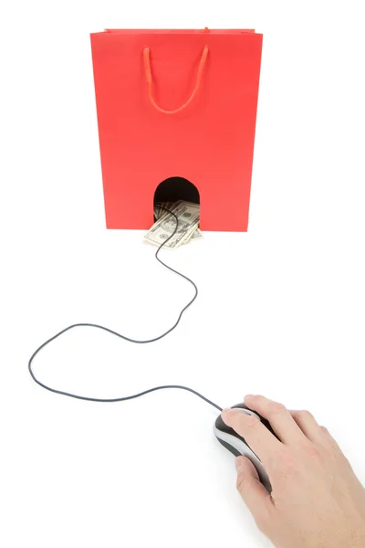 Shopping Bag and computer mouse — Stock Photo, Image