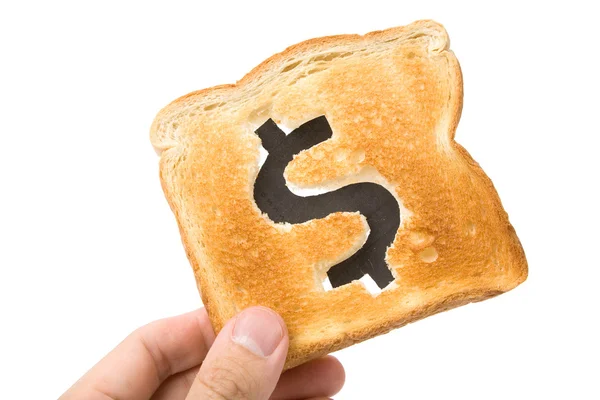 ドル記号とパンのスライス ストック写真