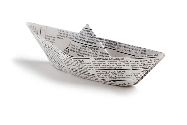 Newspaper boat — Stock Photo, Image