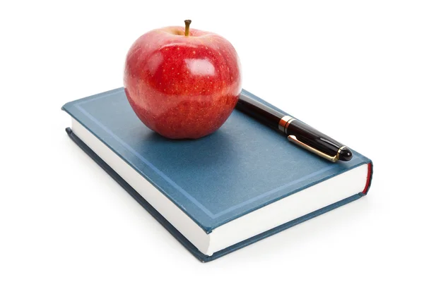Manzana roja y libro — Foto de Stock