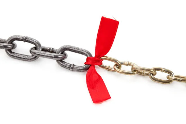 Chain and red bow — Stock Photo, Image