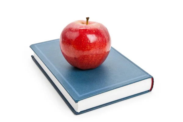 Manzana roja y libro de texto — Foto de Stock
