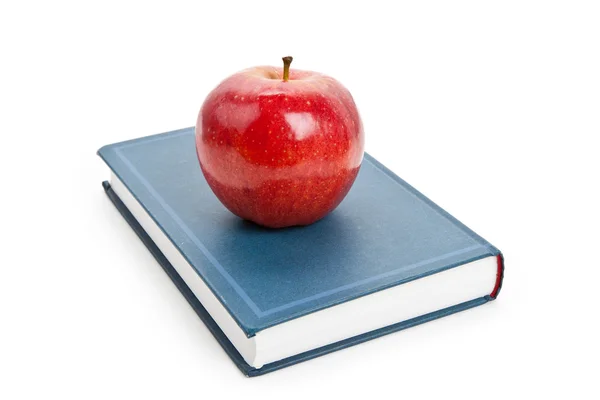 stock image Red apple and Textbook