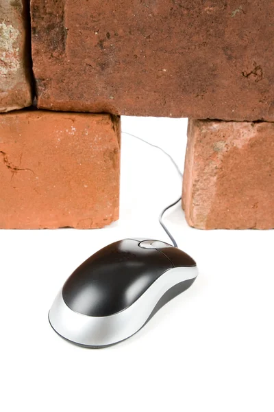 Buraco do mouse e mouse de computador — Fotografia de Stock