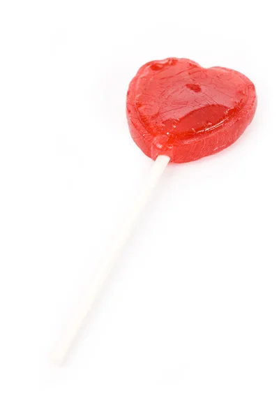 红色的心形状棒棒糖 — 图库照片
