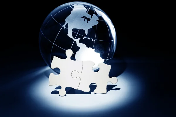Globe and White Puzzle — Stock Photo, Image