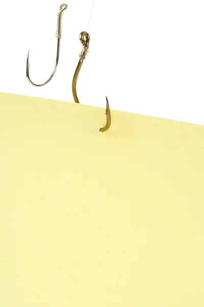 Fishing Hook and Notepaper — Stock Photo, Image