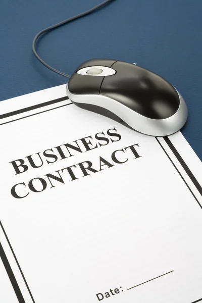 Business Contract and computer mouse — Stock Photo, Image