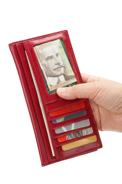 Röd plånbok — Stockfoto