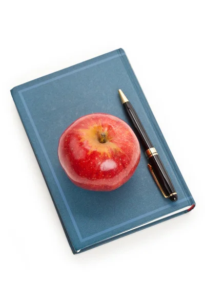 Red apple and book — Stock Photo, Image