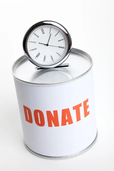 Bağış kutusu ve saat — Stok fotoğraf