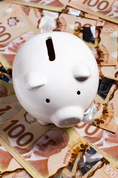 Piggy Bank és a kanadai dollár — Stock Fotó