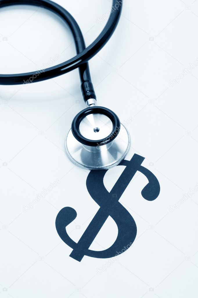 Stethoscope and dollar sign