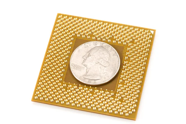 Computer CPU and dollar — Stock Photo, Image