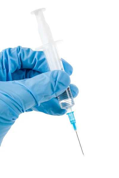 Blue Glove and Syringe — Stock Photo, Image