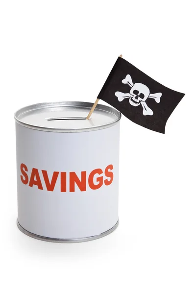 Coin Bank and Pirate Flag — Stock Photo, Image