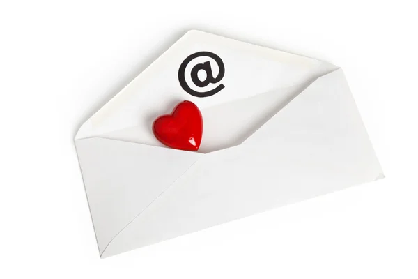 Piros szív alakú és e-mail — Stock Fotó