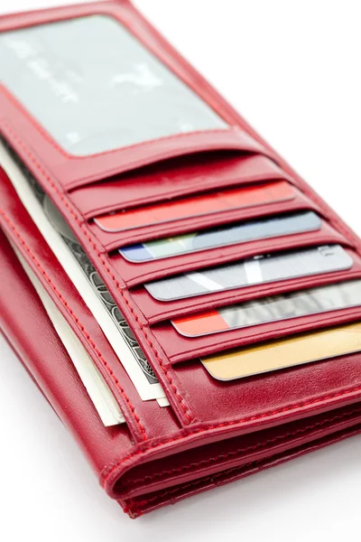 Красный бумажник — стоковое фото